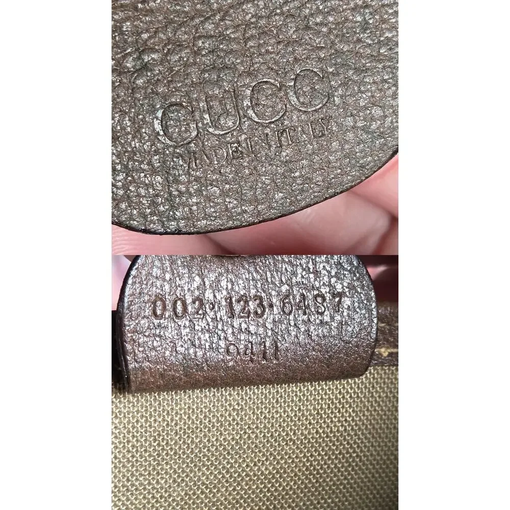 Vintage Gucci Sherry Line GG Brown/Beige PVC and Leather Tote/Shoulder Bag - Picture 11 of 16